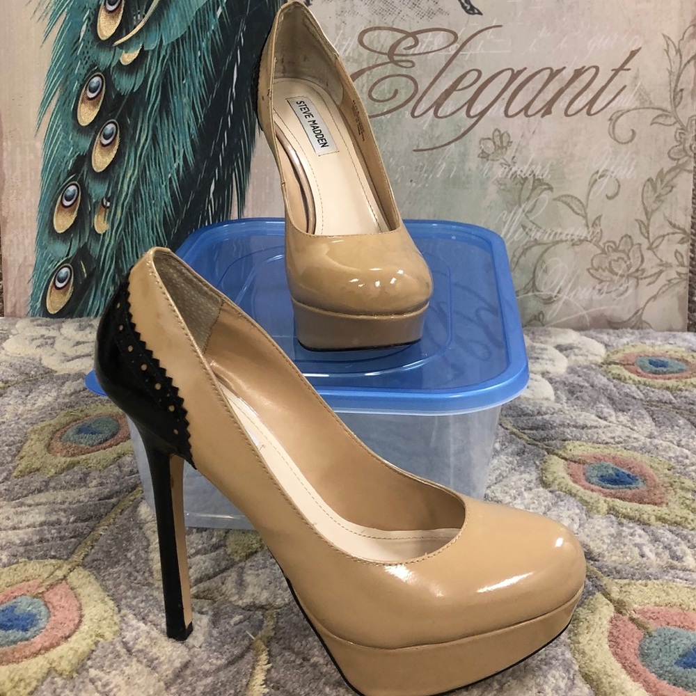 Beige and black Steve Madden heels